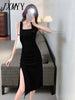 imCharms Design Slim Pleated Split Dress Summer 2023 Elegant Temperament Slim Suspender Skirt Women's Clothing