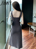 imCharms Design Slim Pleated Split Dress Summer 2023 Elegant Temperament Slim Suspender Skirt Women's Clothing