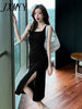imCharms Design Slim Pleated Split Dress Summer 2023 Elegant Temperament Slim Suspender Skirt Women's Clothing
