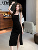 imCharms Design Slim Pleated Split Dress Summer 2023 Elegant Temperament Slim Suspender Skirt Women's Clothing