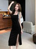 imCharms Design Slim Pleated Split Dress Summer 2023 Elegant Temperament Slim Suspender Skirt Women's Clothing