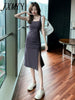 imCharms Design Slim Pleated Split Dress Summer 2023 Elegant Temperament Slim Suspender Skirt Women's Clothing