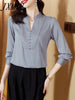 imCharms Embroidered Shirt Ladies 2023 Spring/Summer Long Sleeve Elegant Temperament Stand Collar High-end Top