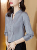 imCharms Embroidered Shirt Ladies 2023 Spring/Summer Long Sleeve Elegant Temperament Stand Collar High-end Top
