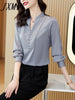 imCharms Embroidered Shirt Ladies 2023 Spring/Summer Long Sleeve Elegant Temperament Stand Collar High-end Top