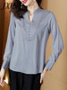 imCharms Embroidered Shirt Ladies 2023 Spring/Summer Long Sleeve Elegant Temperament Stand Collar High-end Top