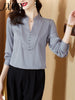 imCharms Embroidered Shirt Ladies 2023 Spring/Summer Long Sleeve Elegant Temperament Stand Collar High-end Top