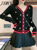 imCharms Embroidery Temperament V-Neck Knitted Cardigan Thin Coat Loose 2023 Spring And Autumn Retro Button Casual Top Ins