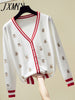 imCharms Embroidery Temperament V-Neck Knitted Cardigan Thin Coat Loose 2023 Spring And Autumn Retro Button Casual Top Ins