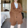 imCharms Green Thick Knitted V-Neck Cardigan Sweater Product Fall 2023 Loose Jacket + Five-Point Pants Two-Piece Set