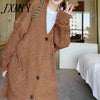 imCharms Green Thick Knitted V-Neck Cardigan Sweater Product Fall 2023 Loose Jacket + Five-Point Pants Two-Piece Set