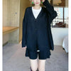 imCharms Green Thick Knitted V-Neck Cardigan Sweater Product Fall 2023 Loose Jacket + Five-Point Pants Two-Piece Set