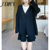 imCharms Green Thick Knitted V-Neck Cardigan Sweater Product Fall 2023 Loose Jacket + Five-Point Pants Two-Piece Set