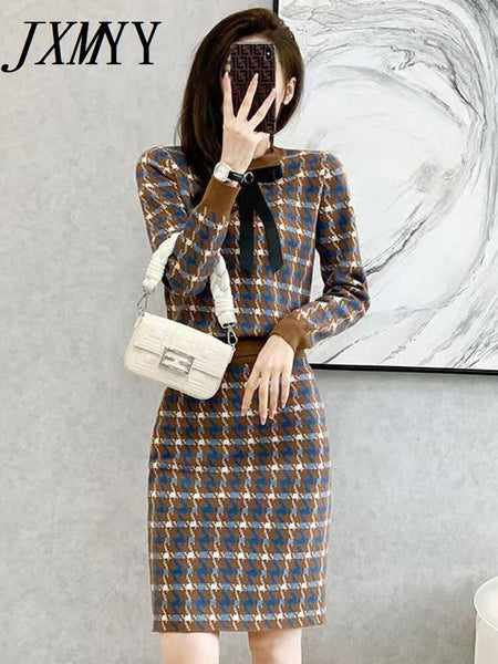imCharms High-End Light  Knitted Suit Women's Autumn 2023 Elegant Temperament Ladies Skirt Two-Piece Suit