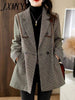 imCharms Houndstooth Blazer Women's 2023 Autumn And Winter Products Loose British Style Design Temperament Top