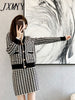 imCharms Houndstooth Knitted Suit Skirt Women's Autumn And Winter 2023 Age-Reducing Temperament Skirt Two-Piece Tide