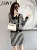 imCharms Houndstooth Knitted Suit Skirt Women's Autumn And Winter 2023 Age-Reducing Temperament Skirt Two-Piece Tide