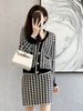 imCharms Houndstooth Knitted Suit Skirt Women's Autumn And Winter 2023 Age-Reducing Temperament Skirt Two-Piece Tide