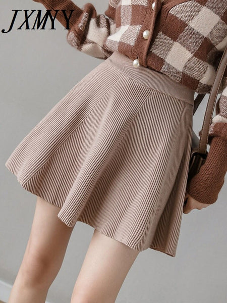 imCharms Knitted Half-Length A-Line Skirt  Autumn And Winter High Waist Knitted Women's Short Skirt Slim Fit And Slim