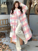 imCharms Plaid Woolen Coat Women's Clothing Winter 2023 Elegant Sweet Mid-Length Woolen Coat