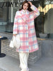 imCharms Plaid Woolen Coat Women's Clothing Winter 2023 Elegant Sweet Mid-Length Woolen Coat