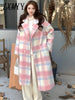 imCharms Plaid Woolen Coat Women's Clothing Winter 2023 Elegant Sweet Mid-Length Woolen Coat