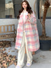 imCharms Plaid Woolen Coat Women's Clothing Winter 2023 Elegant Sweet Mid-Length Woolen Coat