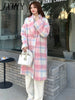imCharms Plaid Woolen Coat Women's Clothing Winter 2023 Elegant Sweet Mid-Length Woolen Coat