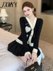 imCharms Pearl Love Temperament V Neck Sweater Female Design Sense Small Fall Winter Knitted Cardigan Jacket Thick Women