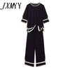 imCharms Plus Size Women's Autumn Age Reduction Suit, Comfortable Knitted Split Wide Leg Pants Two-Piece Suit
