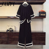 imCharms Plus Size Women's Autumn Age Reduction Suit, Comfortable Knitted Split Wide Leg Pants Two-Piece Suit