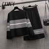 imCharms Plus Size Women's Autumn Contrast Color Sweater Skirt Two-Piece Western-Style Age Reduction Suit