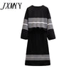 imCharms Plus Size Women's Autumn Contrast Color Sweater Skirt Two-Piece Western-Style Age Reduction Suit