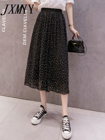 imCharms Polka-Dot Chiffon Hakama Drape Chiffon Wide-Leg Pants Women's Summer Thin High-Waisted Slim A-Line Skirt 2023