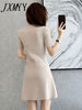 imCharms Retro Knitted Skirt 2023 Summer Design Elegant Temperament Ladies Short-Sleeved Dress Women's
