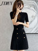 imCharms Retro Knitted Skirt 2023 Summer Design Elegant Temperament Ladies Short-Sleeved Dress Women's