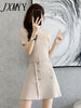imCharms Retro Knitted Skirt 2023 Summer Design Elegant Temperament Ladies Short-Sleeved Dress Women's