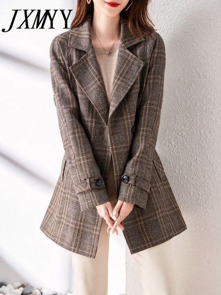 imCharms Suit Collar Design Windbreaker Women's 2023 Spring Temperament Lace Waist All-Match Slim Casual Jacket