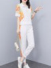 imCharms Suits 2023 Summer Women's Clothing Slimming And Age-Reducing Sports And Leisure Simple Two-Piece Leggings Suit