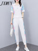 imCharms Suits 2023 Summer Women's Clothing Slimming And Age-Reducing Sports And Leisure Simple Two-Piece Leggings Suit