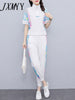 imCharms Suits 2023 Summer Women's Clothing Slimming And Age-Reducing Sports And Leisure Simple Two-Piece Leggings Suit
