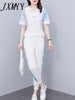 imCharms Suits 2023 Summer Women's Clothing Slimming And Age-Reducing Sports And Leisure Simple Two-Piece Leggings Suit
