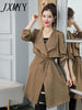 imCharms Thin Trench Coat Women's Mid-Length 2023 Autumn Korean Style Waist-Length British Style Women's Coat
