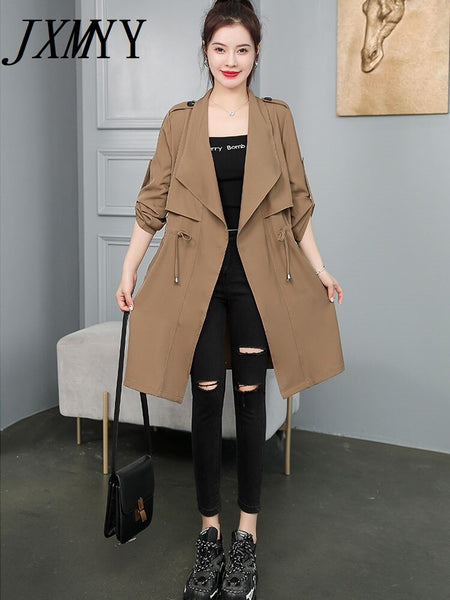 imCharms Thin Trench Coat Women's Mid-Length 2023 Autumn Korean Style Waist-Length British Style Women's Coat
