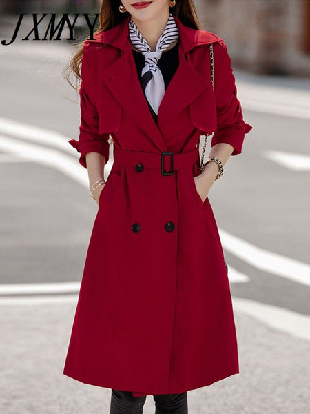 imCharms Trench Coat Women's Mid-Length 2023 Autumn Women's British Style Autumn Popular Coat Double Breasted