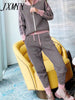 imCharms Women Tracksuit Patchwork Turtleneck Zipper Knitted Cardigans Sweater Pants Suit 2 Piece Set Trousers Elastic