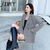 imCharms Female 2023 Korean Suit Plaid Mid-Length Woolen Coat Temperament Package Hip Skirt Two-Piece Suit
