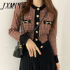 imCharms French Small Fragrance Pattern Short Cardigan Sweater Women Autumn And Winter Long Knitted Black Pleated Skirt Suit