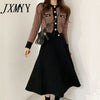 imCharms French Small Fragrance Pattern Short Cardigan Sweater Women Autumn And Winter Long Knitted Black Pleated Skirt Suit
