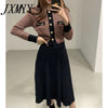 imCharms French Small Fragrance Pattern Short Cardigan Sweater Women Autumn And Winter Long Knitted Black Pleated Skirt Suit